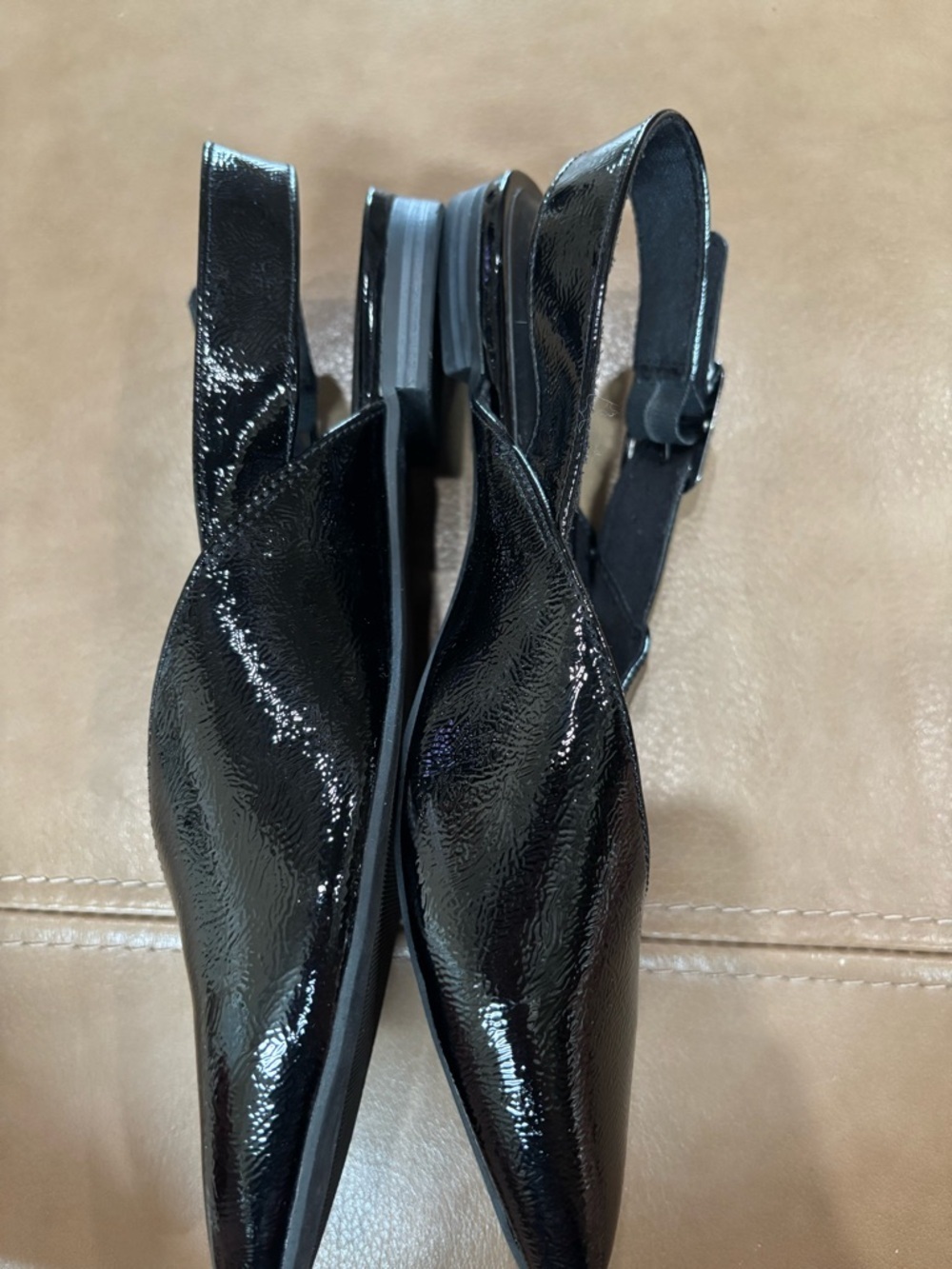Old Navy Black Patent Faux-Leather Pointed Slingback minimalist flats - Picture 3 of 7
